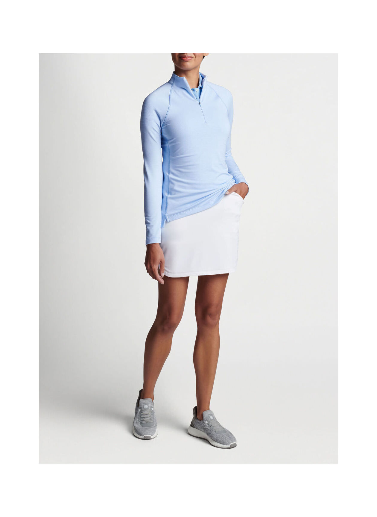 Peter Millar Womens Sugar Stripe Raglan Perth Quarter-Zip